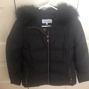 Calvin Klein Faux fur hood puffer jacket! NWOT